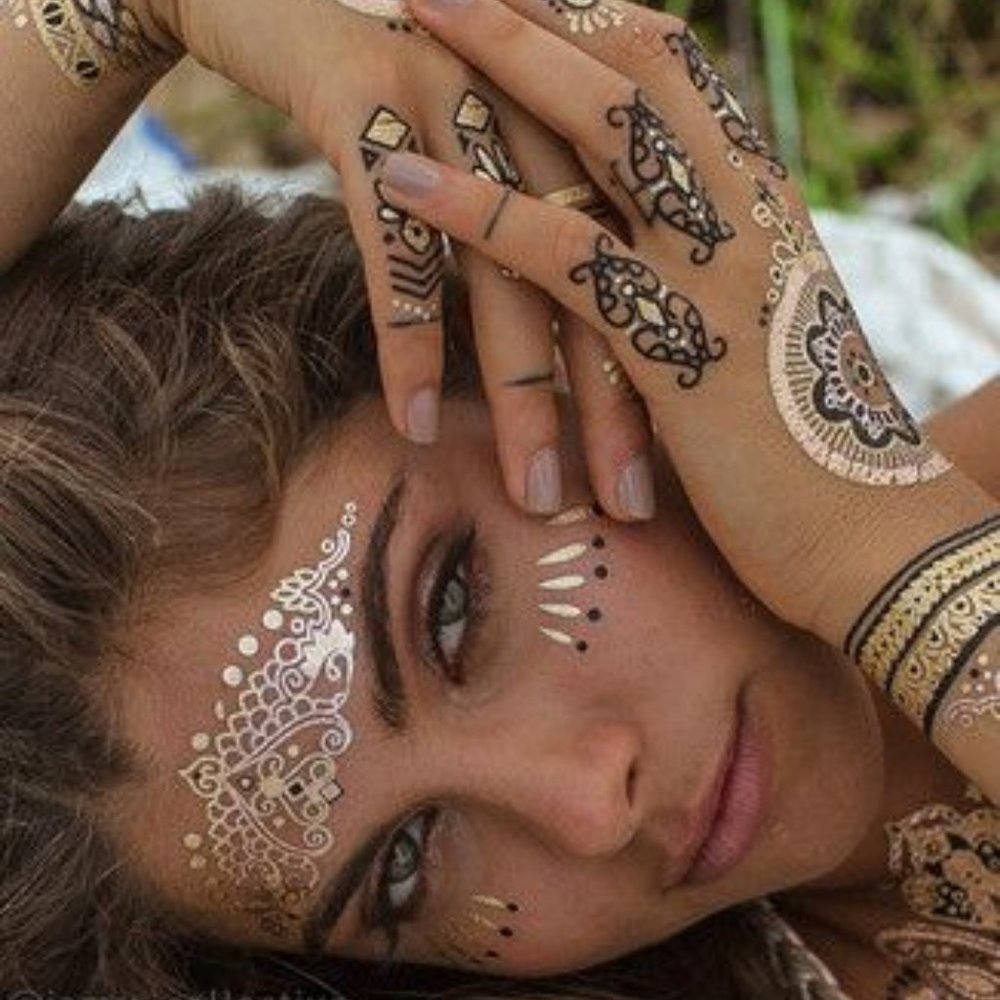 3 sheets Golden Silver Temporary Tattoo - Picture 13 of 16